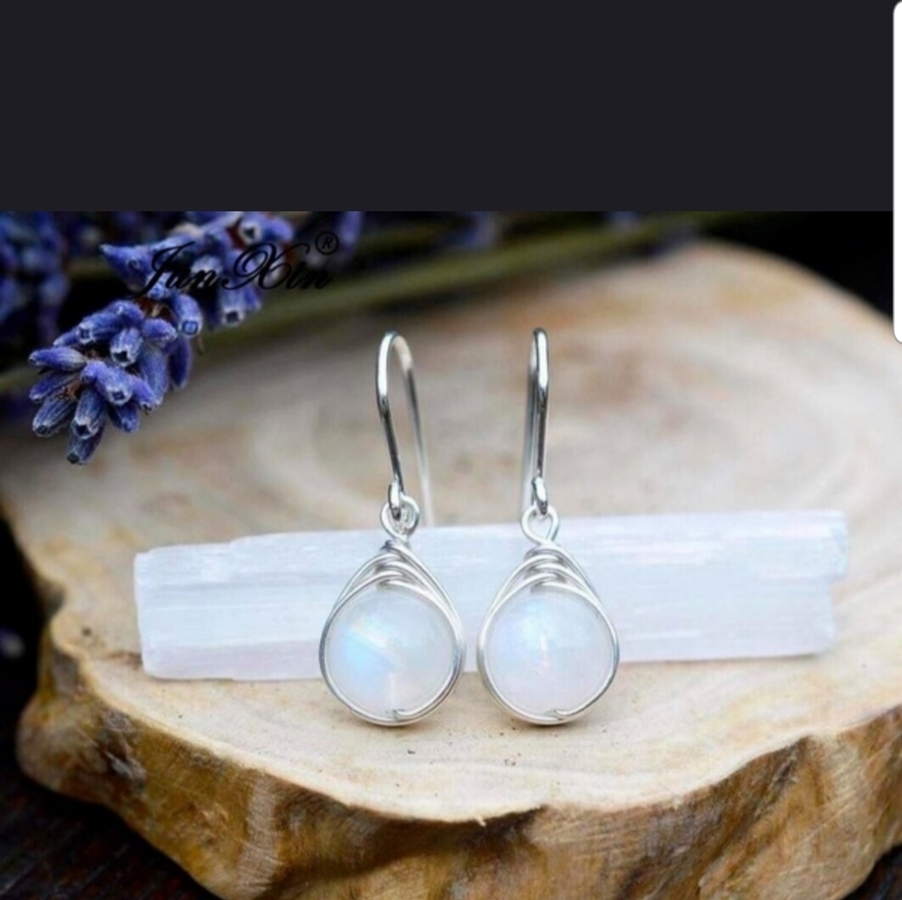 Moonstone Vintage Weaving Design Earrings